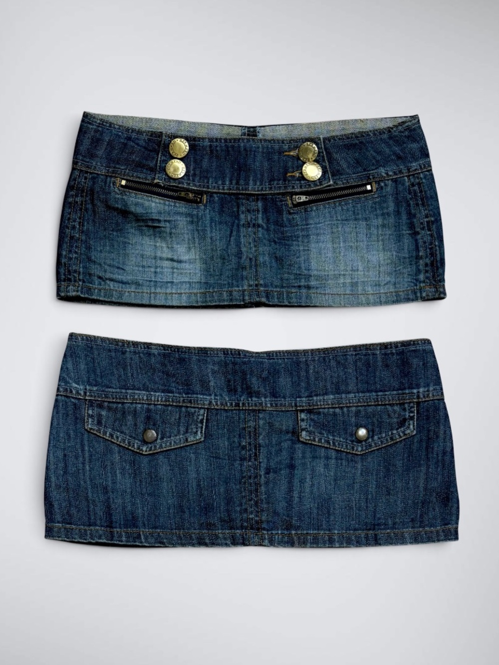 Vintage Red Head Micro Denim Skort Y2K Low Rise Shorts Skirt Ultra Mini